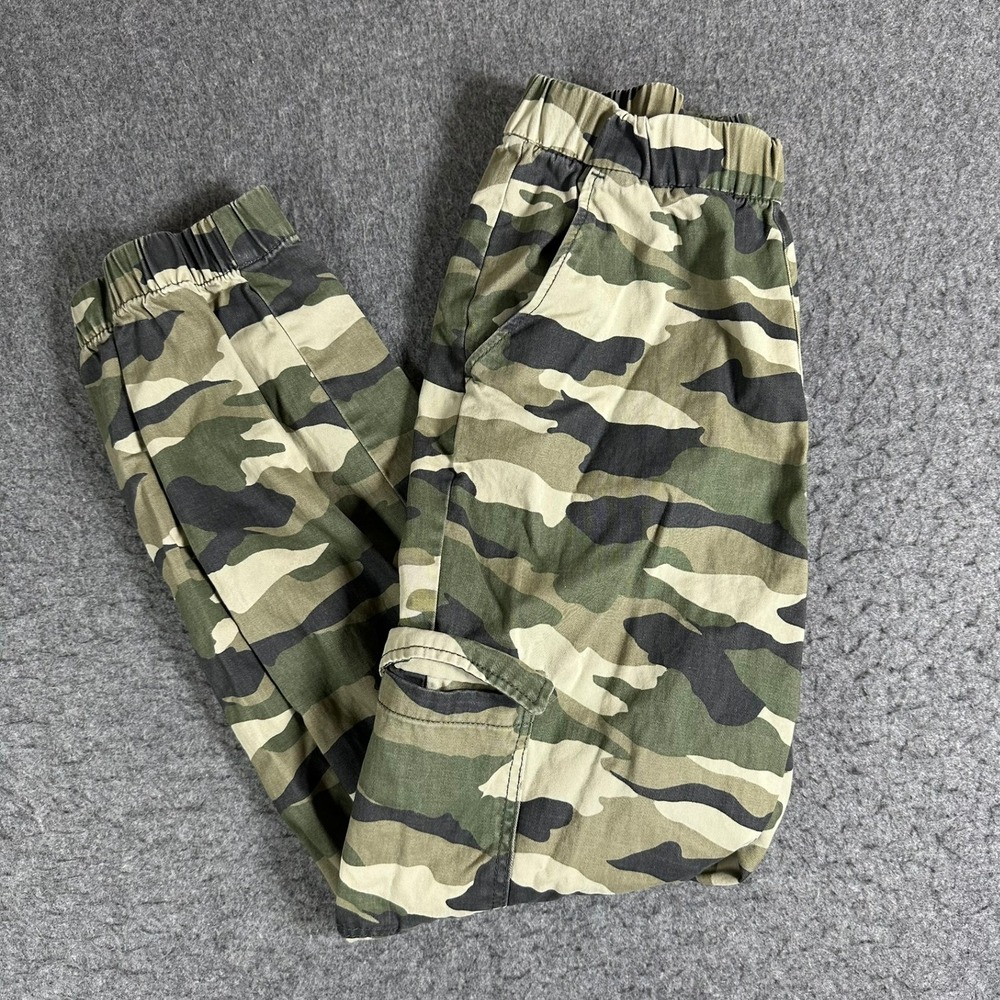 H&M Divided Womens Camo Cargo Joggers Green Camouflage Cotton Pants Size 4‎